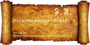 Hirschenhauser Miklós névjegykártya